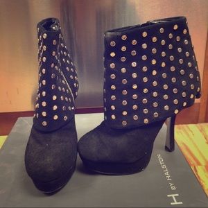 H by Halston suede studded boots
